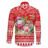 Personalised Hawaii Mele Kalikimaka Family Matching Off Shoulder Short Dress and Hawaiian Shirt Santa Beach Merry Christmas LT9 - Polynesian Pride