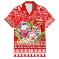 Personalised Hawaii Mele Kalikimaka Family Matching Tank Maxi Dress and Hawaiian Shirt Santa Beach Merry Christmas LT9 Dad's Shirt - Short Sleeve Red - Polynesian Pride