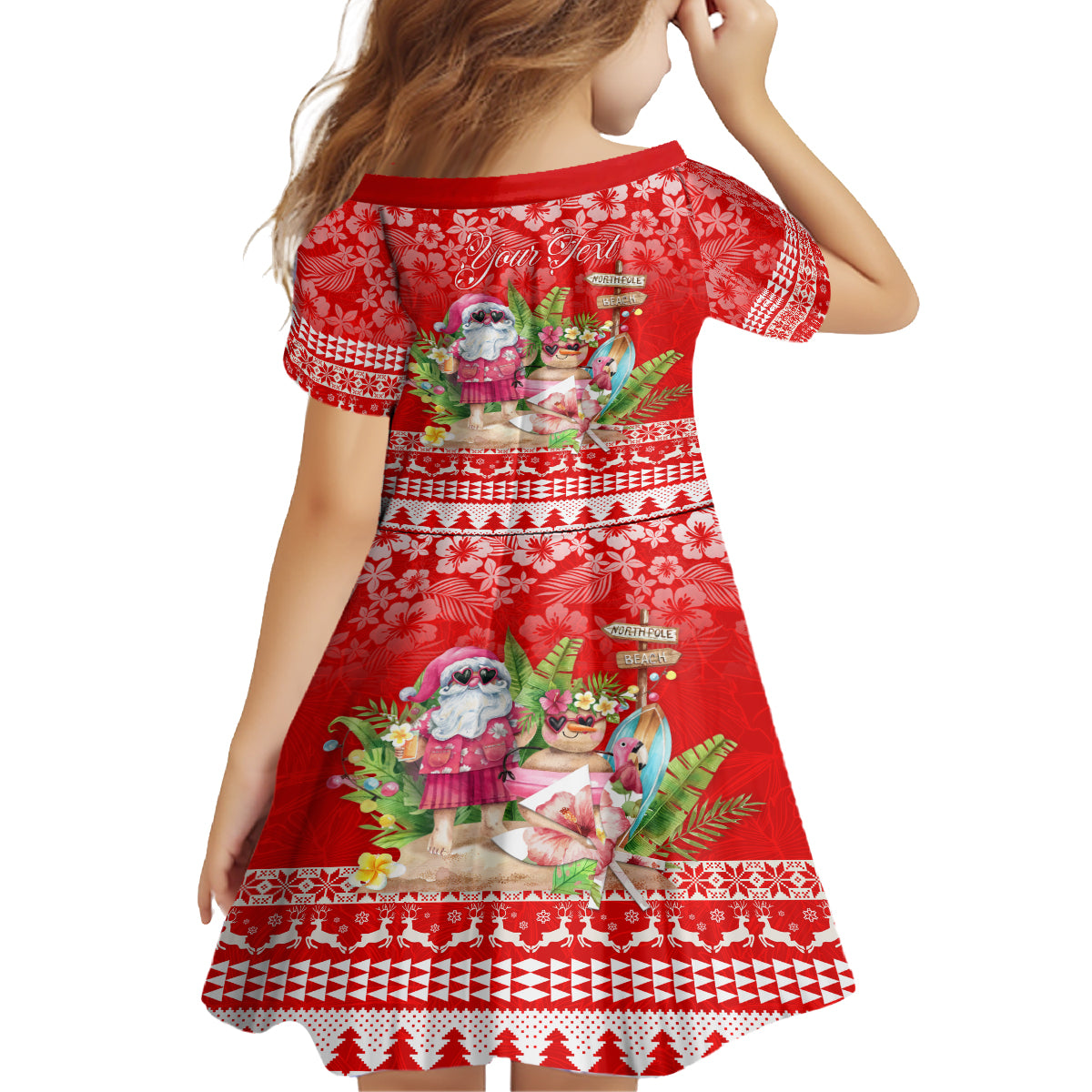 Personalised Hawaii Mele Kalikimaka Kid Short Sleeve Dress Santa Beach Merry Christmas LT9 - Polynesian Pride