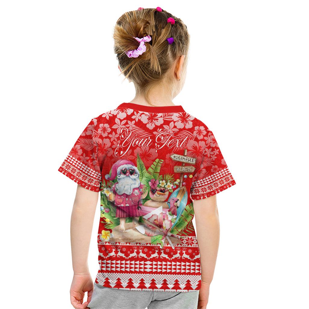 Personalised Hawaii Mele Kalikimaka Kid T Shirt Santa Beach Merry Christmas LT9 - Polynesian Pride
