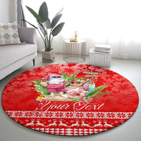 Personalised Hawaii Mele Kalikimaka Round Carpet Santa Beach Merry Christmas LT9 - Polynesian Pride