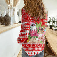 Personalised Hawaii Mele Kalikimaka Women Casual Shirt Santa Beach Merry Christmas LT9 - Polynesian Pride