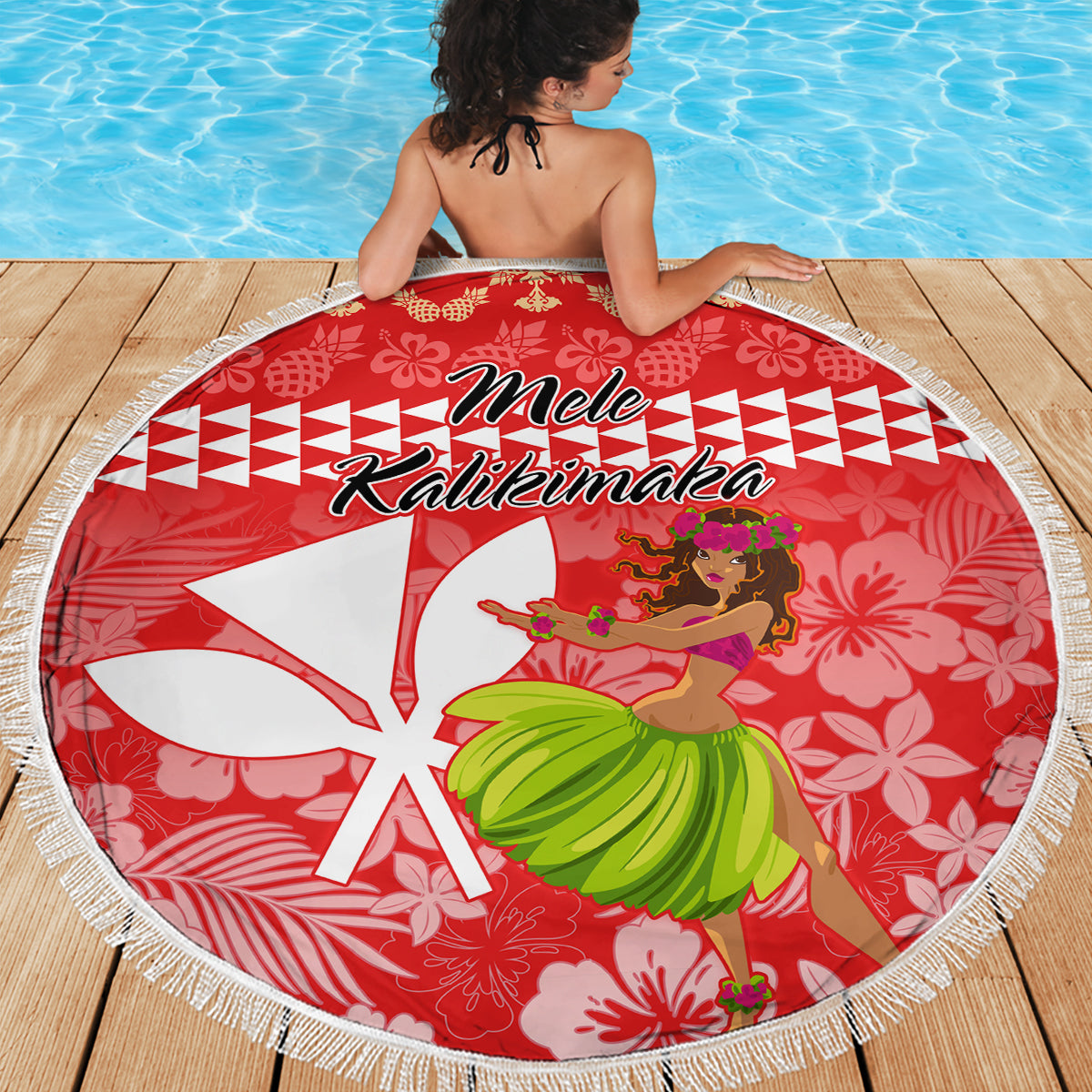 Hawaii Mele Kalikimaka Beach Blanket Santa Claus and Hula Dancing Merry Christmas LT9 - Polynesian Pride