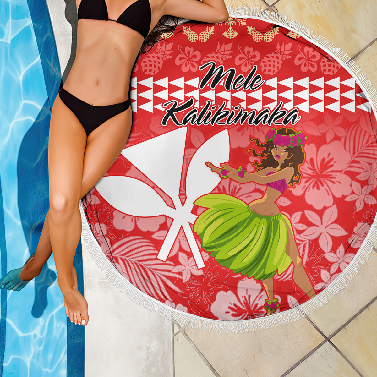 Hawaii Mele Kalikimaka Beach Blanket Santa Claus and Hula Dancing Merry Christmas LT9 - Polynesian Pride