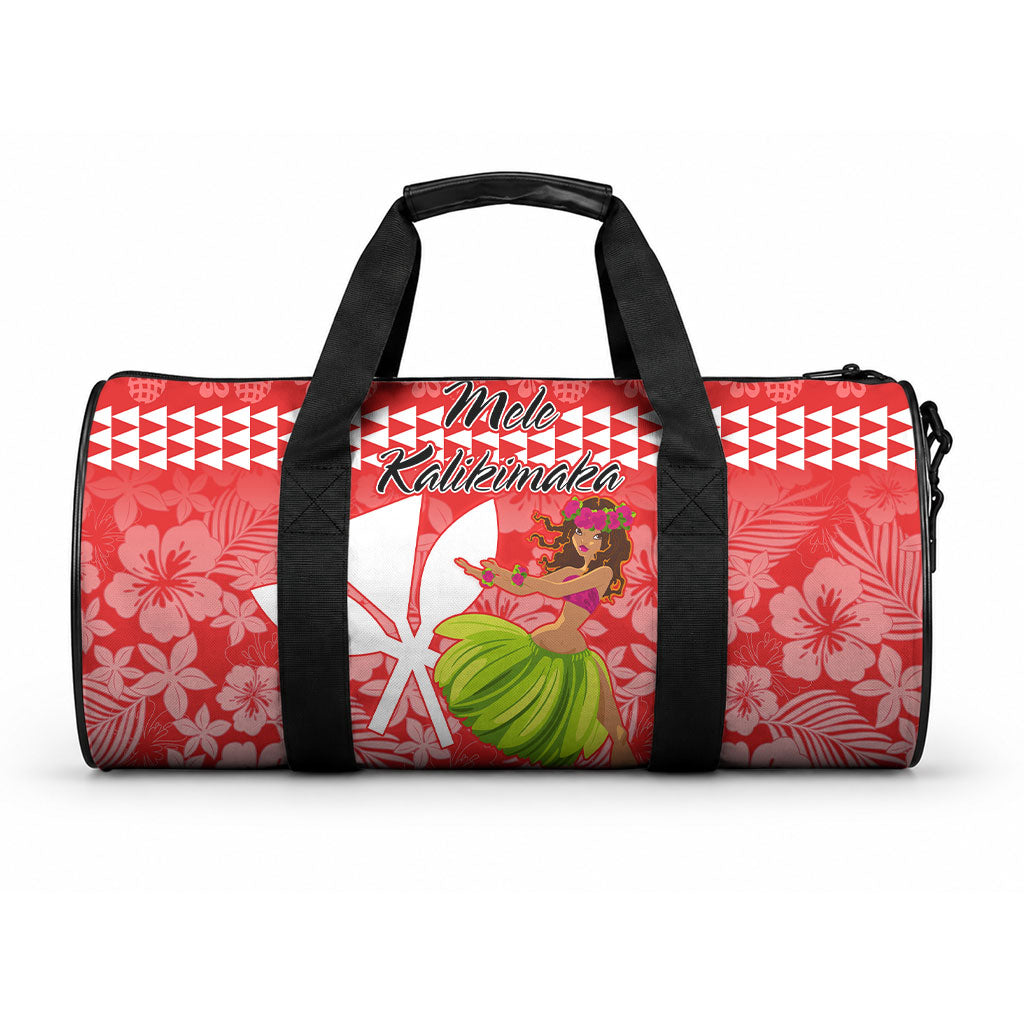 Hawaii Mele Kalikimaka Duffle Bag Santa Claus and Hula Dancing Merry Christmas LT9 One size Red - Polynesian Pride