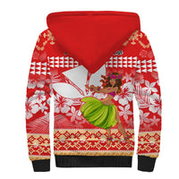 Hawaii Mele Kalikimaka Sherpa Hoodie Santa Claus and Hula Dancing Merry Christmas LT9 - Polynesian Pride