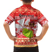 Personalised Hawaii Mele Kalikimaka Family Matching Off Shoulder Long Sleeve Dress and Hawaiian Shirt Santa Claus and Hula Dancing Merry Christmas LT9 - Polynesian Pride