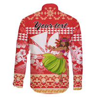 Personalised Hawaii Mele Kalikimaka Family Matching Off Shoulder Long Sleeve Dress and Hawaiian Shirt Santa Claus and Hula Dancing Merry Christmas LT9 - Polynesian Pride
