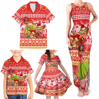 Personalised Hawaii Mele Kalikimaka Family Matching Tank Maxi Dress and Hawaiian Shirt Santa Claus and Hula Dancing Merry Christmas LT9 - Polynesian Pride