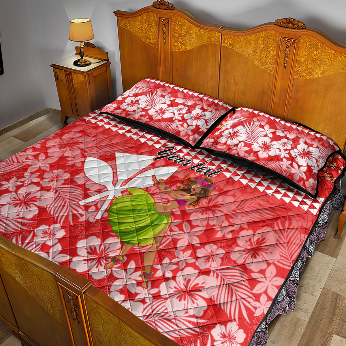 Personalised Hawaii Mele Kalikimaka Quilt Bed Set Santa Claus and Hula Dancing Merry Christmas LT9 - Polynesian Pride