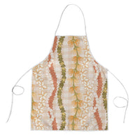 Hawaiian Ohia Lehua Lei Apron Plaid Palaka Ahiehie Pattern LT9 Beige - Polynesian Pride