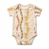 Hawaiian Ohia Lehua Lei Baby Onesie Plaid Palaka Ahiehie Pattern