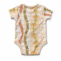 Hawaiian Ohia Lehua Lei Baby Onesie Plaid Palaka Ahiehie Pattern