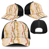 Hawaiian Ohia Lehua Lei Baseball Net Cap Plaid Palaka Ahiehie Pattern - Polynesian Pride