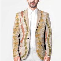Hawaiian Ohia Lehua Lei Blazer Plaid Palaka Ahiehie Pattern - Polynesian Pride