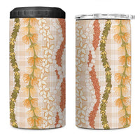 Hawaiian Ohia Lehua Lei 4 in 1 Can Cooler Tumbler Plaid Palaka Ahiehie Pattern LT9 One Size: 16 oz Beige - Polynesian Pride