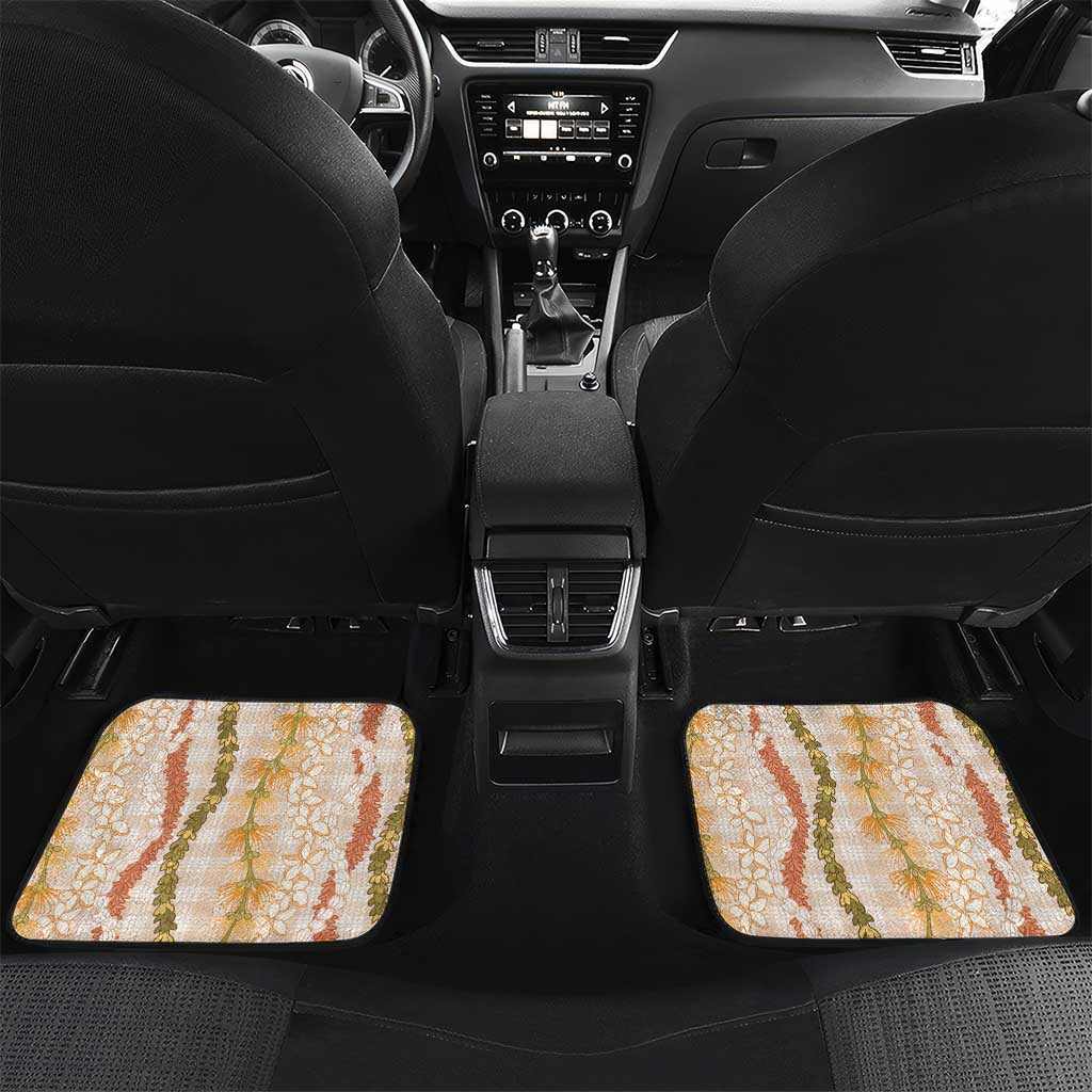 Hawaiian Ohia Lehua Lei Car Mats Plaid Palaka Ahiehie Pattern - Polynesian Pride