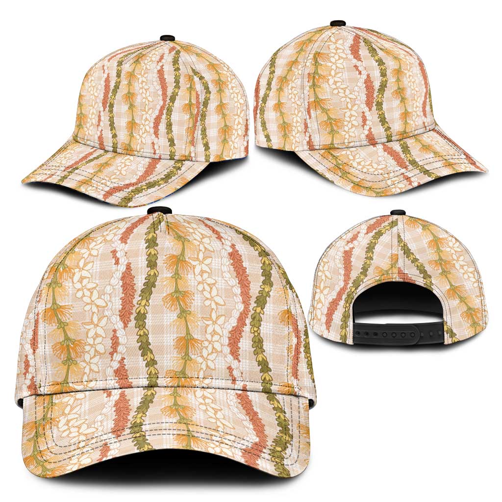 Hawaiian Ohia Lehua Lei Classic Cap Plaid Palaka Ahiehie Pattern - Polynesian Pride