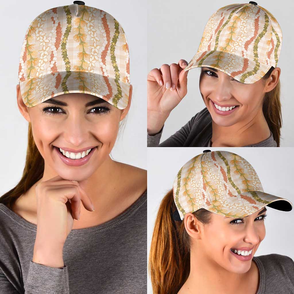 Hawaiian Ohia Lehua Lei Classic Cap Plaid Palaka Ahiehie Pattern - Polynesian Pride