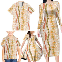 Hawaiian Ohia Lehua Lei Family Matching Long Sleeve Bodycon Dress and Hawaiian Shirt Plaid Palaka Ahiehie Pattern LT9 - Polynesian Pride