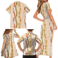 Hawaiian Ohia Lehua Lei Family Matching Short Sleeve Bodycon Dress and Hawaiian Shirt Plaid Palaka Ahiehie Pattern LT9 - Polynesian Pride