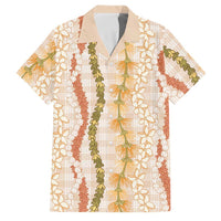 Hawaiian Ohia Lehua Lei Family Matching Short Sleeve Bodycon Dress and Hawaiian Shirt Plaid Palaka Ahiehie Pattern LT9 Dad's Shirt - Short Sleeve Beige - Polynesian Pride