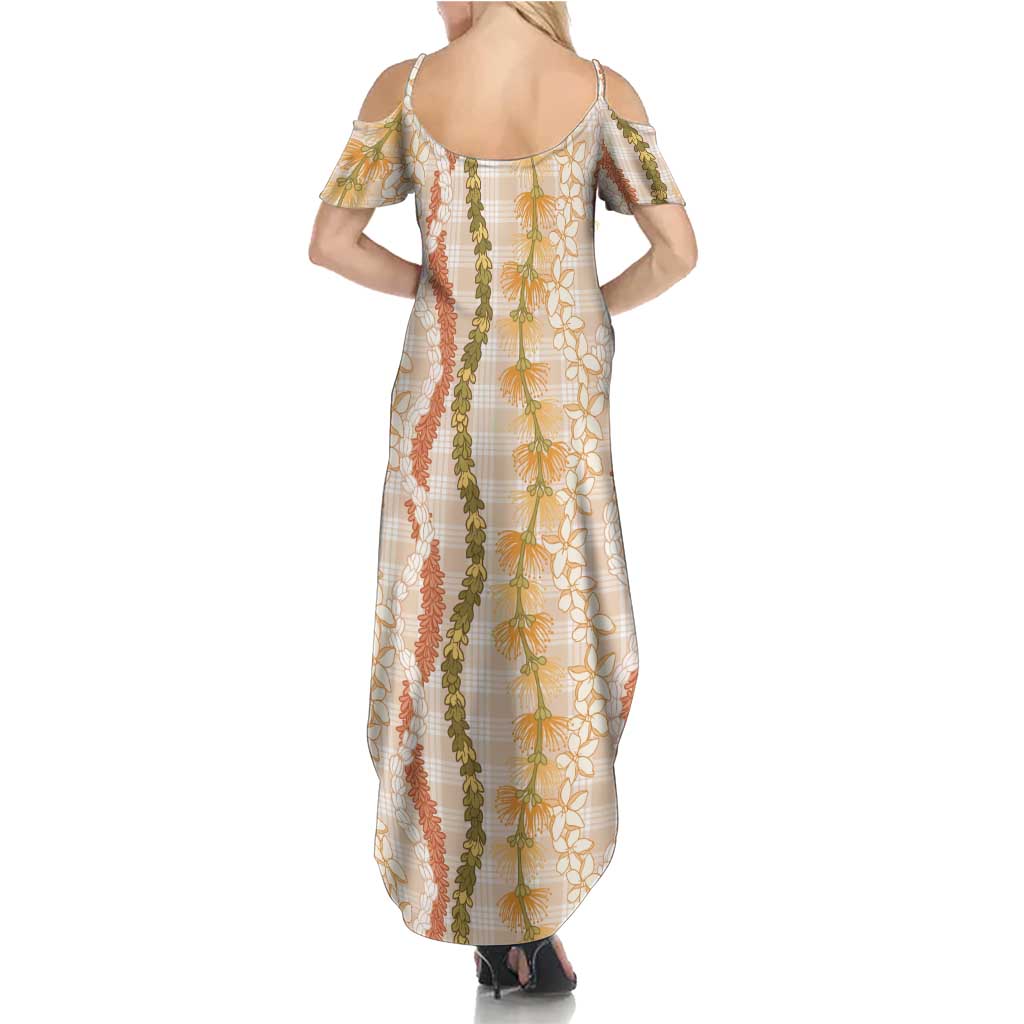 Hawaiian Ohia Lehua Lei Family Matching Summer Maxi Dress and Hawaiian Shirt Plaid Palaka Ahiehie Pattern LT9 - Polynesian Pride