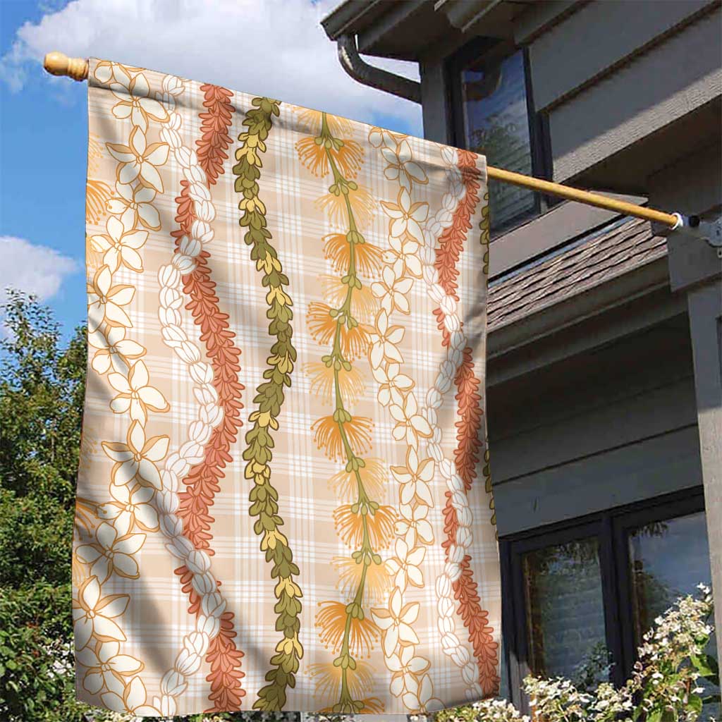 Hawaiian Ohia Lehua Lei Garden Flag Plaid Palaka Ahiehie Pattern - Polynesian Pride