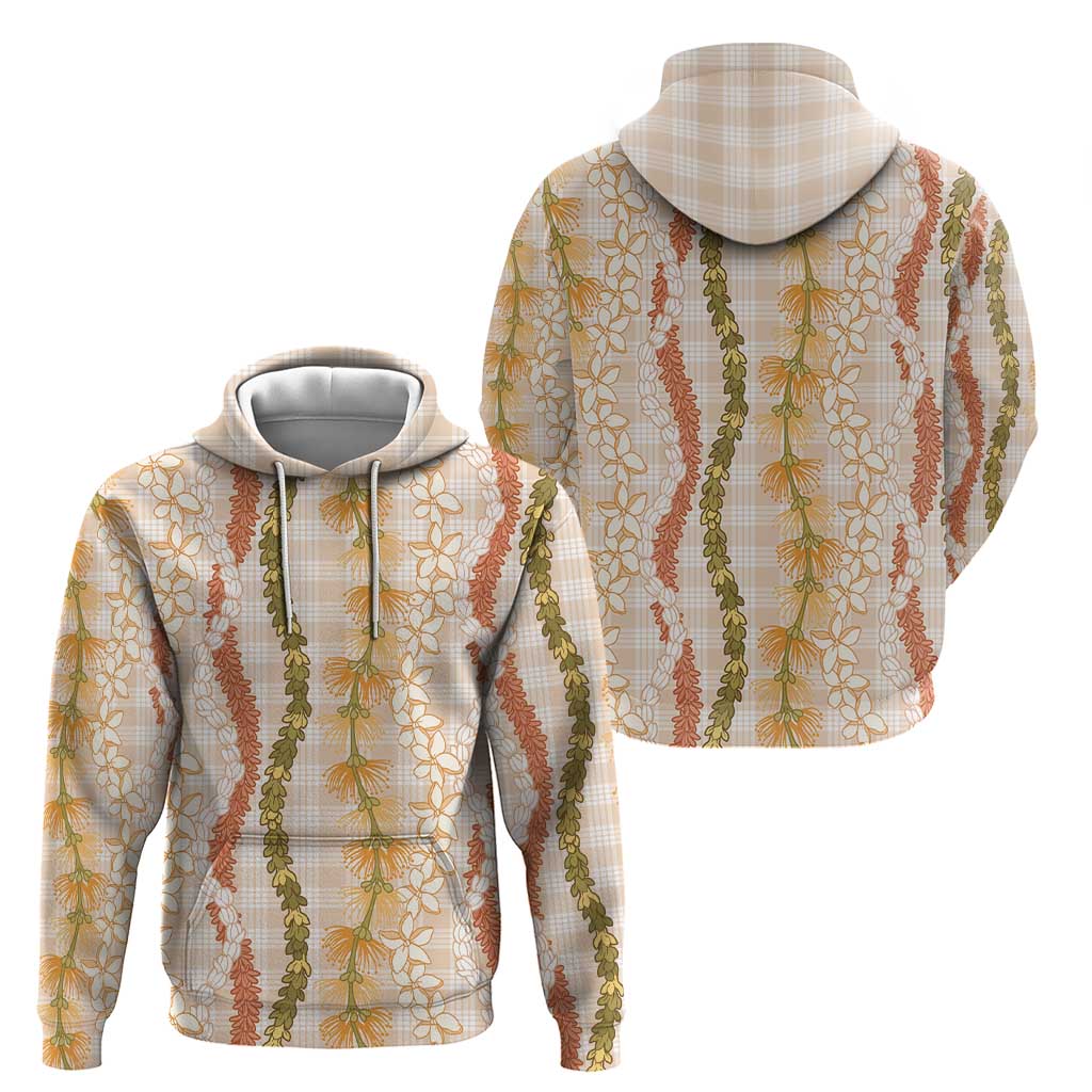 Hawaiian Ohia Lehua Lei Hoodie Plaid Palaka Ahiehie Pattern - Polynesian Pride