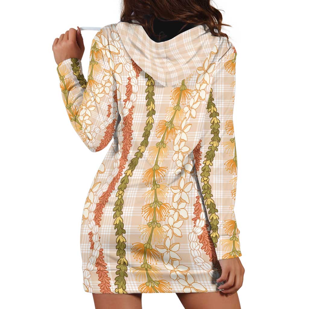 Hawaiian Ohia Lehua Lei Hoodie Dress Plaid Palaka Ahiehie Pattern LT9 - Polynesian Pride