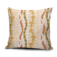 Hawaiian Ohia Lehua Lei Pillow Cover Plaid Palaka Ahiehie Pattern LT9 Beige - Polynesian Pride