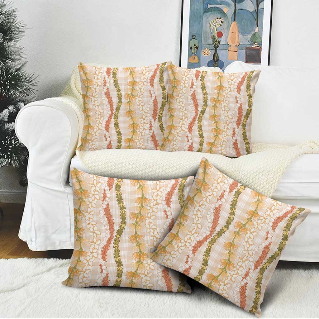 Hawaiian Ohia Lehua Lei Pillow Cover Plaid Palaka Ahiehie Pattern LT9 - Polynesian Pride