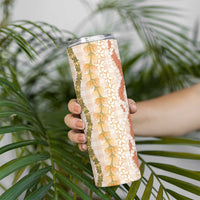 Hawaiian Ohia Lehua Lei Skinny Tumbler Plaid Palaka Ahiehie Pattern LT9 - Polynesian Pride