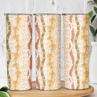 Hawaiian Ohia Lehua Lei Skinny Tumbler Plaid Palaka Ahiehie Pattern LT9 - Polynesian Pride