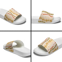 Hawaiian Ohia Lehua Lei Slide Sandals Plaid Palaka Ahiehie Pattern LT9 - Polynesian Pride
