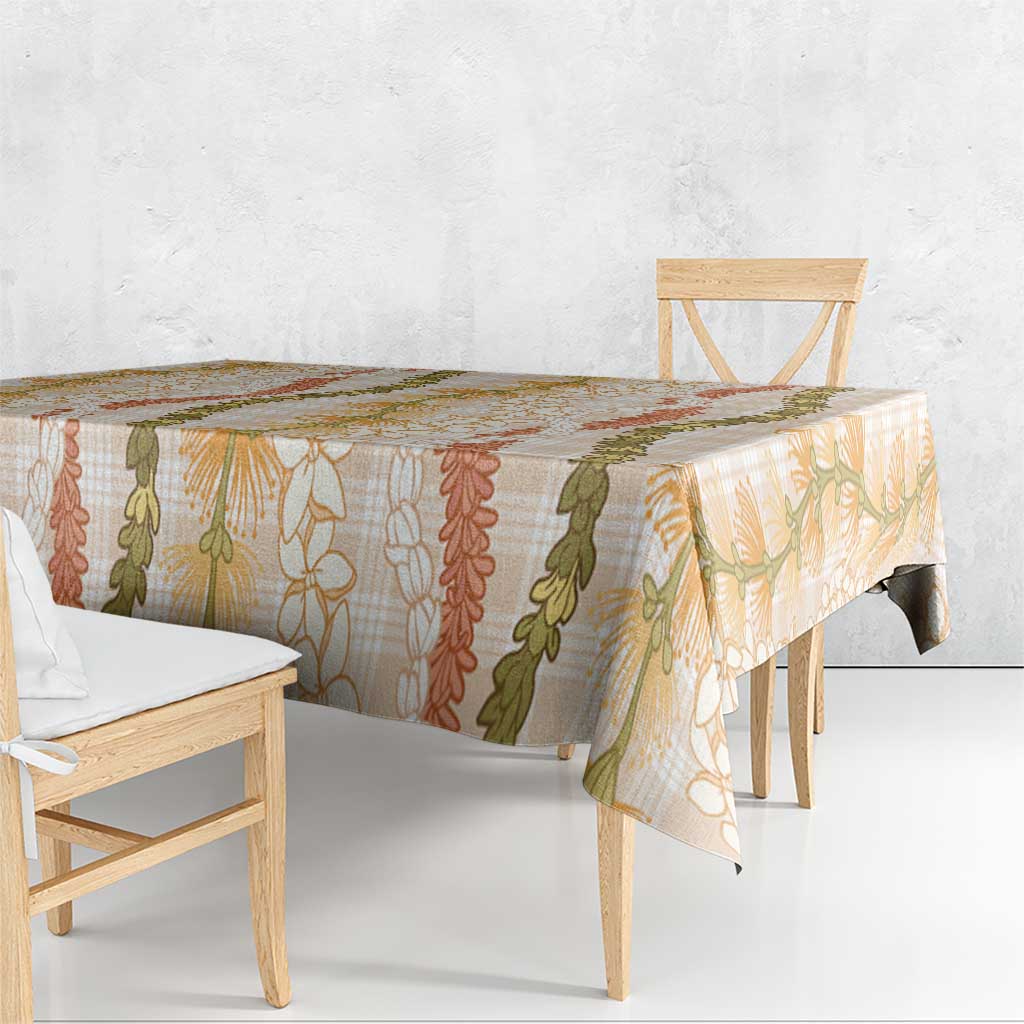 Hawaiian Ohia Lehua Lei Tablecloth Plaid Palaka Ahiehie Pattern - Polynesian Pride