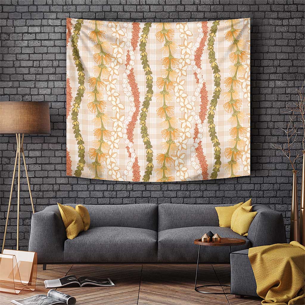 Hawaiian Ohia Lehua Lei Tapestry Plaid Palaka Ahiehie Pattern - Polynesian Pride
