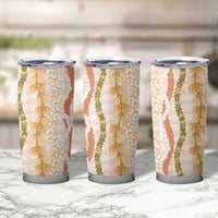 Hawaiian Ohia Lehua Lei Tumbler Cup Plaid Palaka Ahiehie Pattern - Polynesian Pride