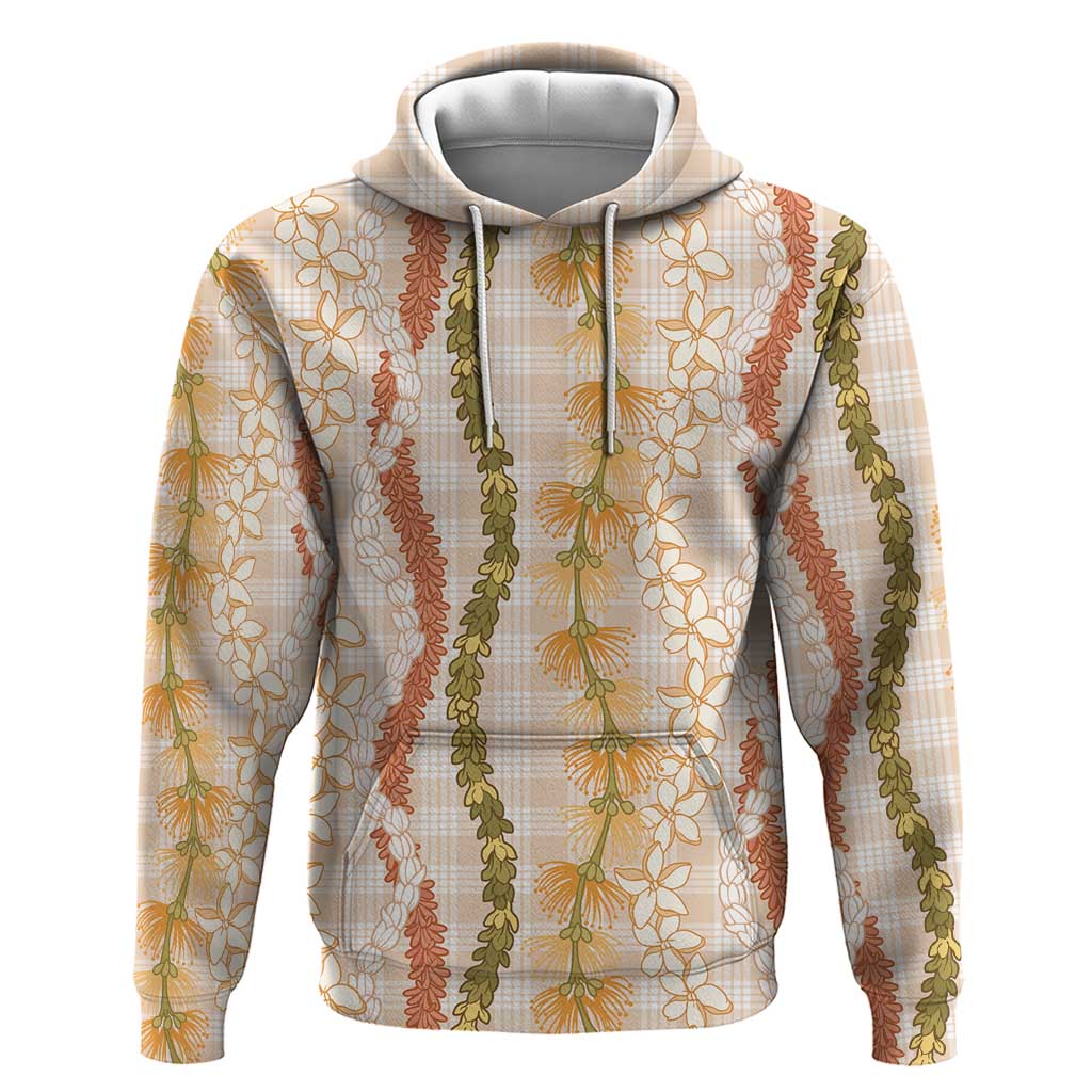 Hawaiian Ohia Lehua Lei Zip Hoodie Plaid Palaka Ahiehie Pattern - Polynesian Pride