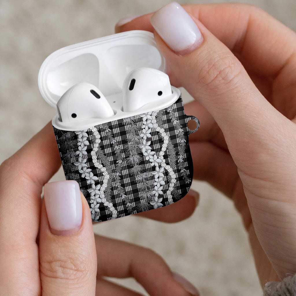 Hawaiian Ohia Lehua Lei AirPods Case Plaid Palaka Eleele Pattern - Polynesian Pride