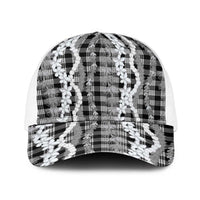Hawaiian Ohia Lehua Lei Baseball Net Cap Plaid Palaka Eleele Pattern - Polynesian Pride
