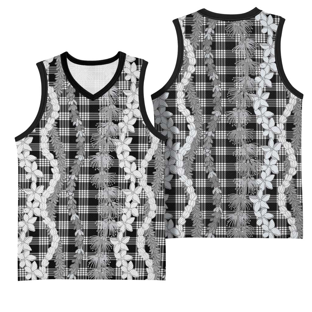 Hawaiian Ohia Lehua Lei Basketball Jersey Plaid Palaka Eleele Pattern LT9 - Polynesian Pride