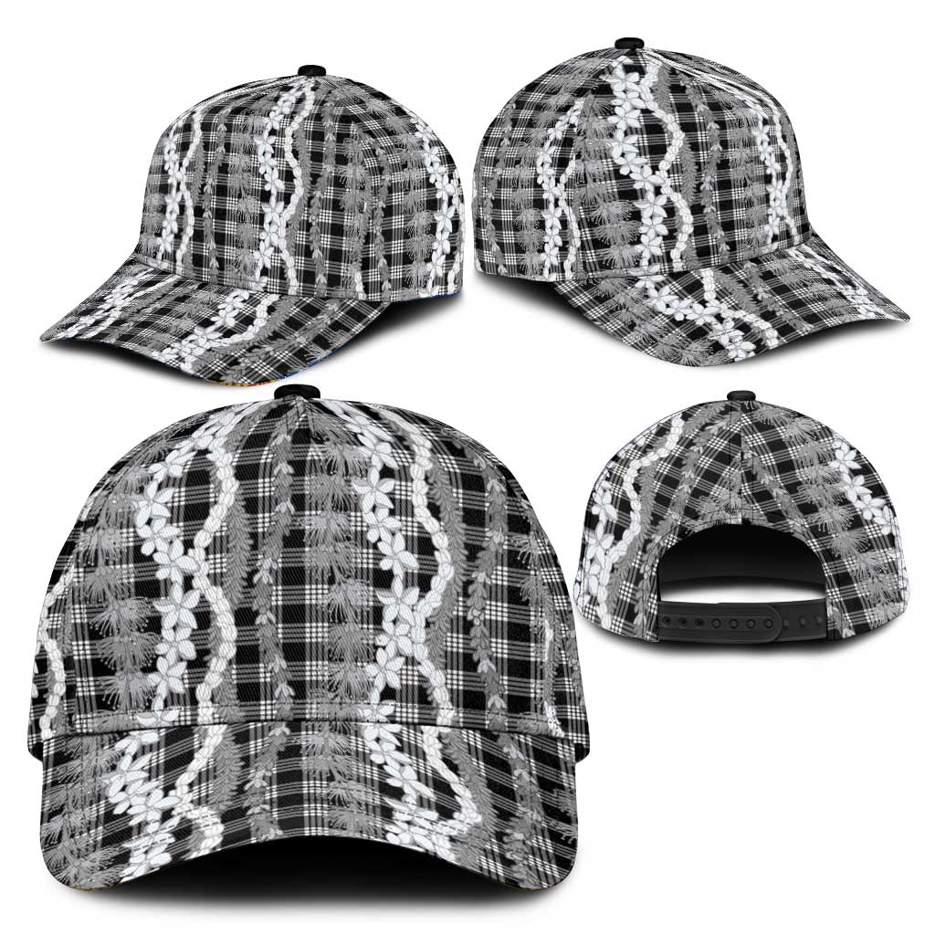 Hawaiian Ohia Lehua Lei Classic Cap Plaid Palaka Eleele Pattern - Polynesian Pride