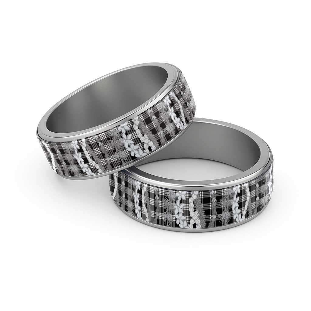 Hawaiian Ohia Lehua Lei Classic Ring Plaid Palaka Eleele Pattern - Polynesian Pride