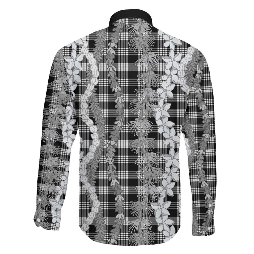 Hawaiian Ohia Lehua Lei Family Matching Mermaid Dress and Hawaiian Shirt Plaid Palaka Eleele Pattern LT9 - Polynesian Pride