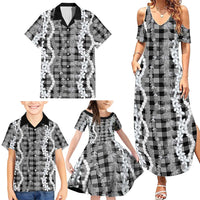 Hawaiian Ohia Lehua Lei Family Matching Summer Maxi Dress and Hawaiian Shirt Plaid Palaka Eleele Pattern LT9 - Polynesian Pride