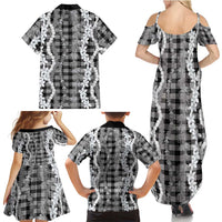 Hawaiian Ohia Lehua Lei Family Matching Summer Maxi Dress and Hawaiian Shirt Plaid Palaka Eleele Pattern LT9 - Polynesian Pride
