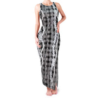 Hawaiian Ohia Lehua Lei Family Matching Tank Maxi Dress and Hawaiian Shirt Plaid Palaka Eleele Pattern LT9 Black - Polynesian Pride