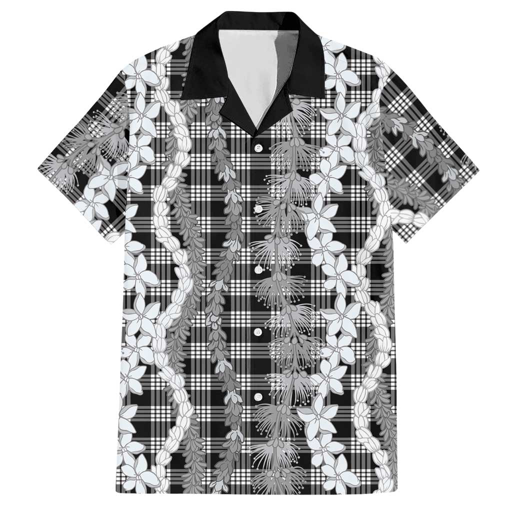 Hawaiian Ohia Lehua Lei Hawaiian Shirt Plaid Palaka Eleele Pattern - Polynesian Pride