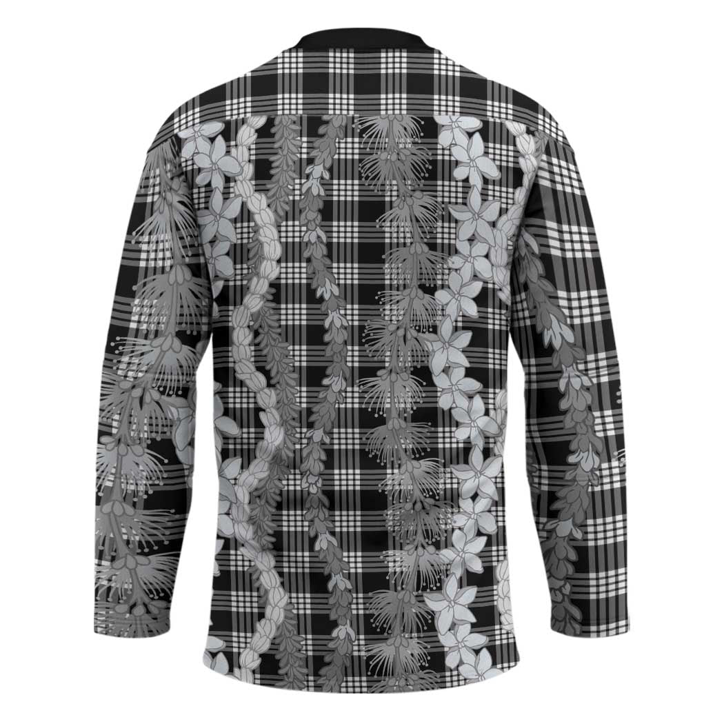 Hawaiian Ohia Lehua Lei Hockey Jersey Plaid Palaka Eleele Pattern LT9 - Polynesian Pride